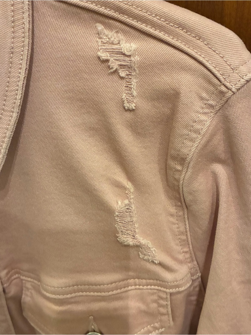 🌿🌸 Studio Blue Stitch Fix Dusty Rose Pink Distressed Denim Jacket NWOT 🌸🌿 - Picture 5 of 6